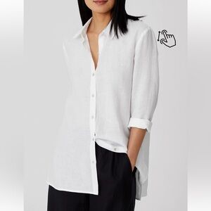 Eileen Fisher Irish Linen White Button Down Size Small